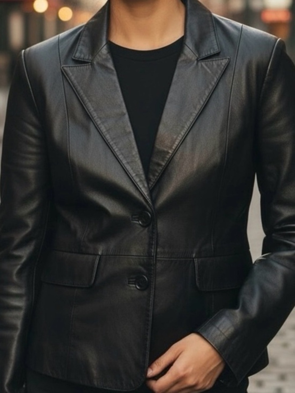 Vintage Bagatelle 70s Style Black Moto Bikercore Leather Blazer Jacket Size 8P